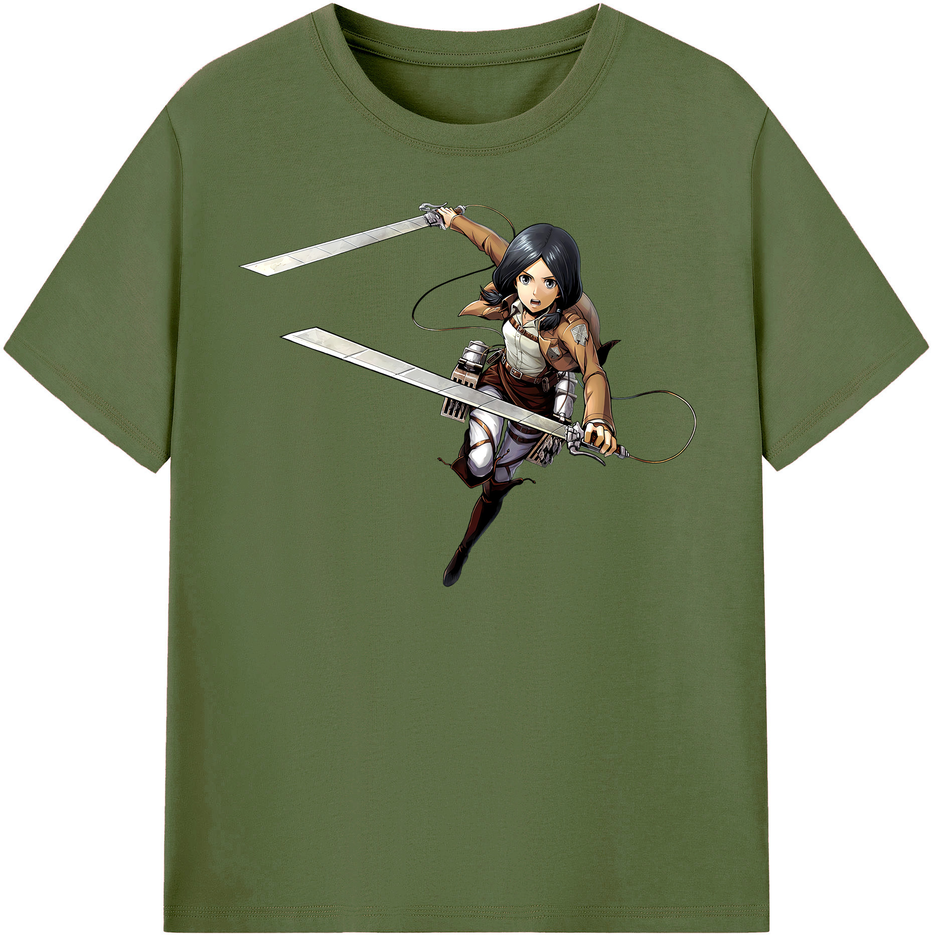 （画像用） 進撃の巨人 ミカサ·アッカーマン Attack on Titan Mikasa Ackerman 綿100％半袖Tシャツ（フロントプリント）